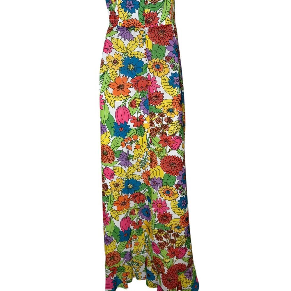 Amanda Uprichard Eden Floral Strapless High Low Ruffle Gown L - Picture 3 of 7